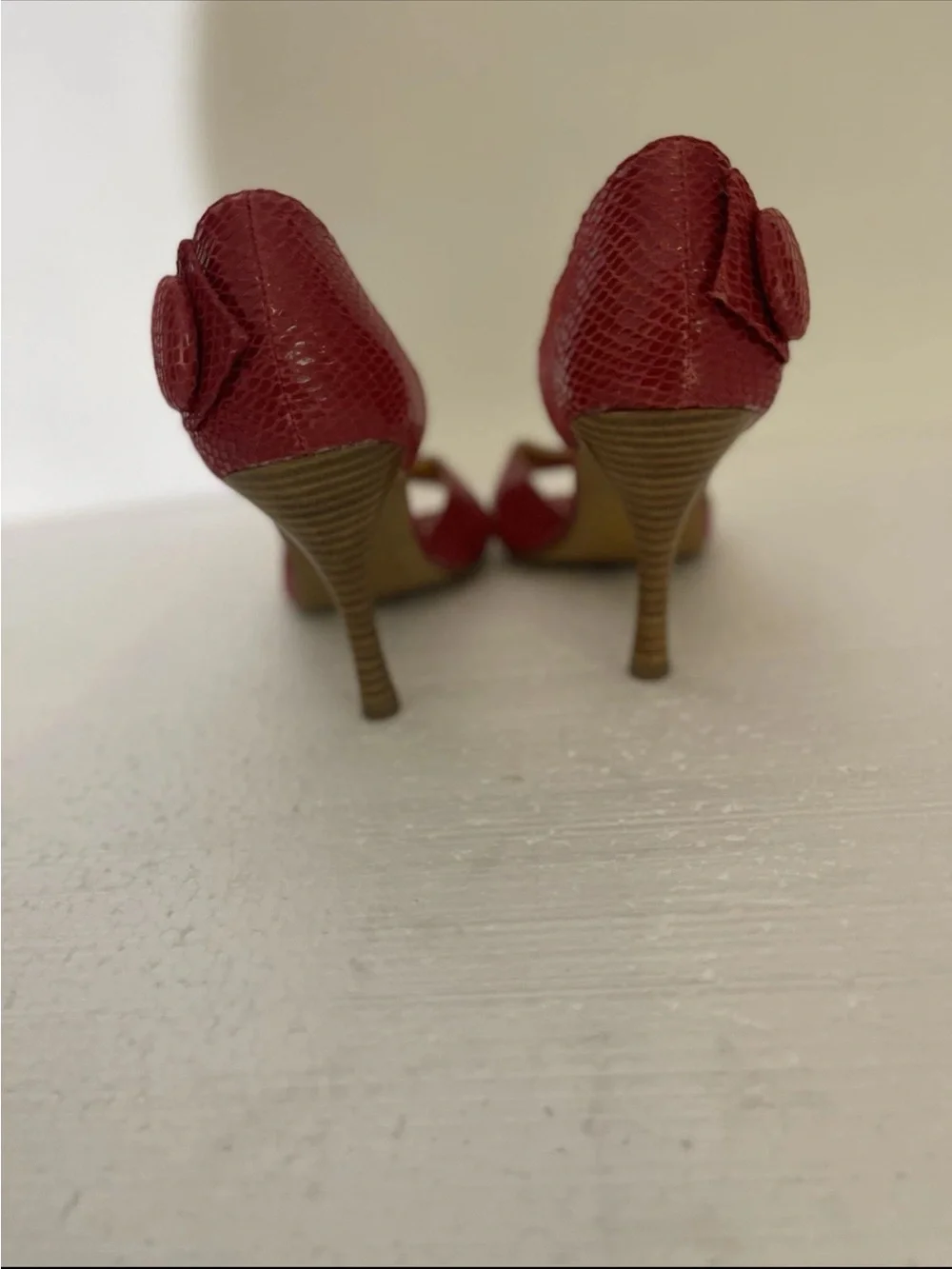 NEW Naughty Monkey Pink Leather D’Orsay Style Snake Embossed High Heels size 8